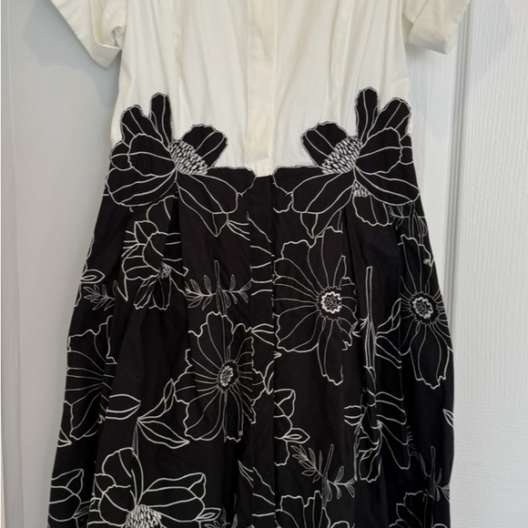 Teri Jon shirt dress white collared top and A line embroidered black skirt - Picture 2 of 5